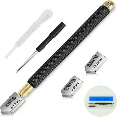 Herramienta de corte de vidrio de 2 mm con mango de contenedor de aceite y mango de acero negro de 145 mm