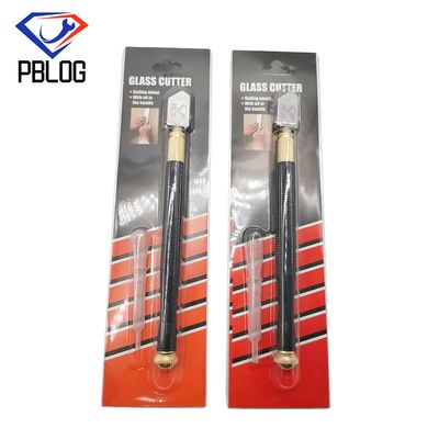 Herramienta de corte de vidrio fácil de manejar con mango negro de metal y aceite