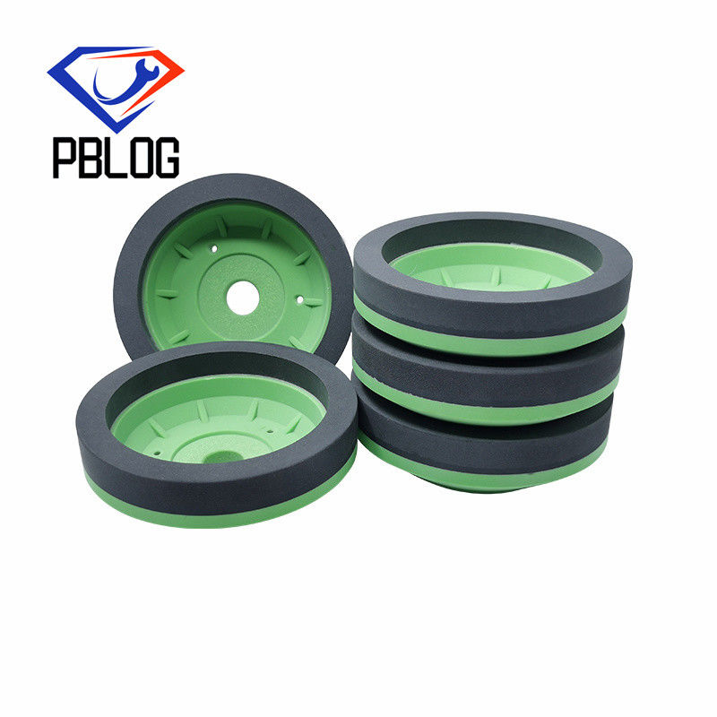 Rueda de resina al por mayor de color verde, forma de copa, para el procesamiento de vidrio, rueda de pulido, máquina de molienda de vidrio con esqueleto